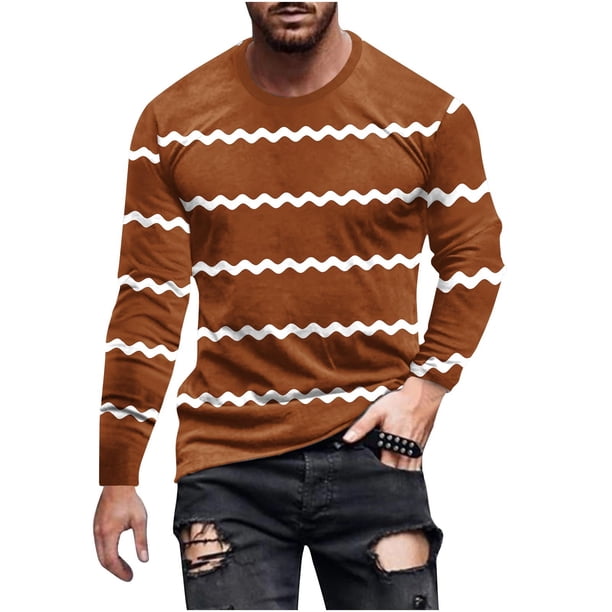 Blusas y camisas de manga larga con cuello redondo para hombre, blusa informal de moda con estampado de cuello redondo y manga larga, blusa estampada para hombre, blusa de poliéster