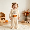 thumbnail image 2 of mgoYE Thanksgiving Baby Girl Outfit Newborn Ruffle Romper with Headband Set Long Sleeve One Piece Jumpsuit Fall Harvest Clothes, 2 of 6