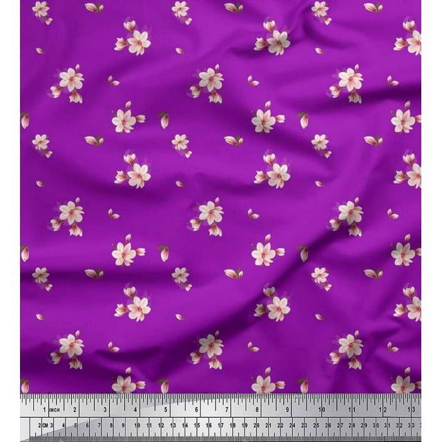 Tissu en Rayonne de Pomme Feuilles & Magnolia Imprimé Floral 1 Yard 42 Inch Wide