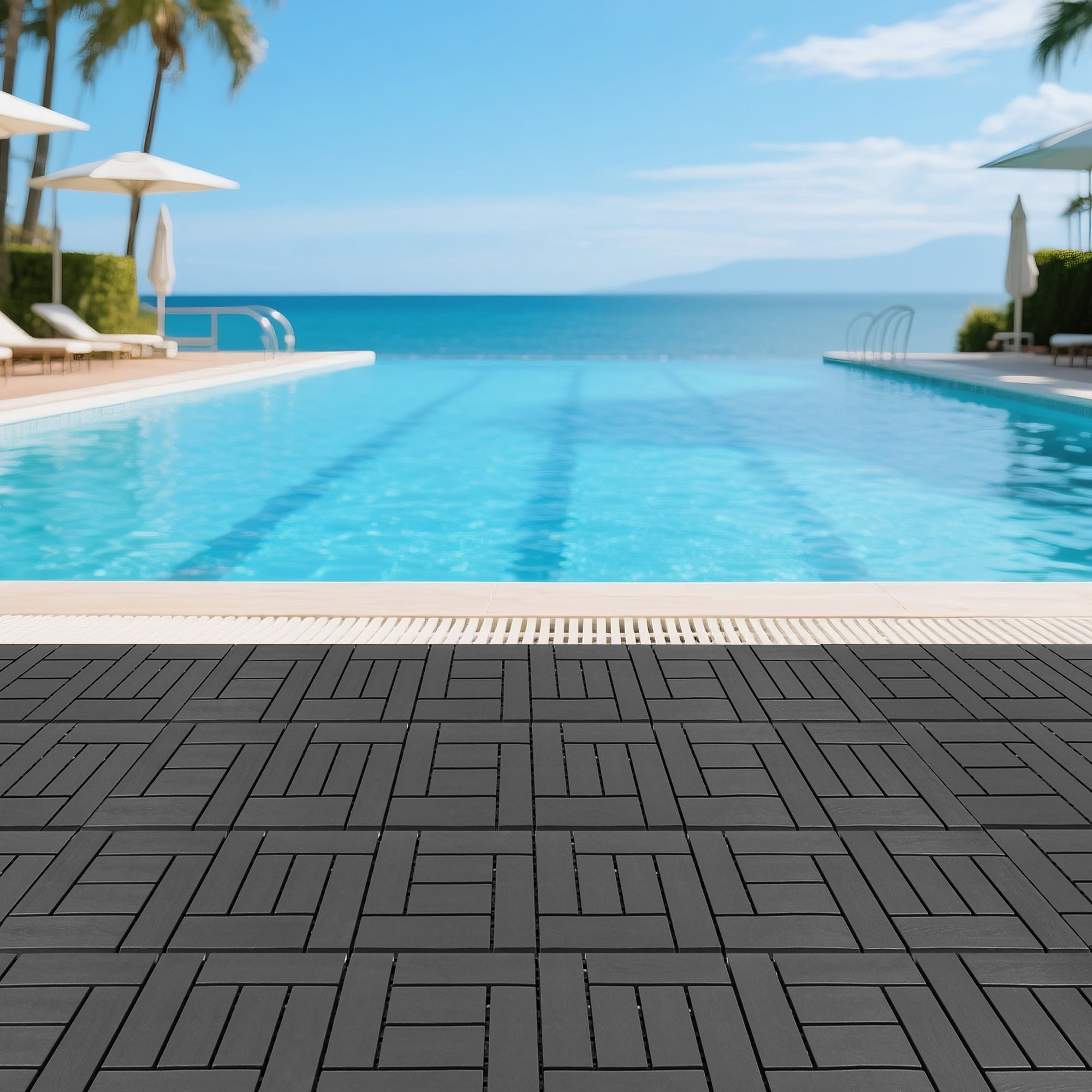 Interlocking Deck Tiles 12x12 Inch Outdoor Flooring, Waterproof PP Patio Floor Tiles DIY
