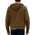 thumbnail image 4 of Sherpa Lined Hoodies for Men Heavyweight Full Zip up Sweatshirt Thick Fleece Jackets Winter Warm Soft Coats Sweater Coffee 3XL, 4 of 9