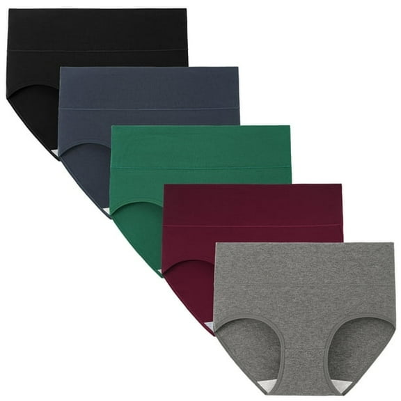 INNERSY Women's High Waist Briefs Soft Cotton Postpartum Underwear for Women 5 Pack(L,Vintage)