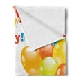 thumbnail image 2 of Birthday Soft Flannel Fleece Throw Blanket, Colorful Mood Flying Party Balloons in Surprise Happy Occasion Set, Cozy Plush for Indoor and Outdoor Use, 50" x 60", Multicolor, by Ambesonne, 2 of 5