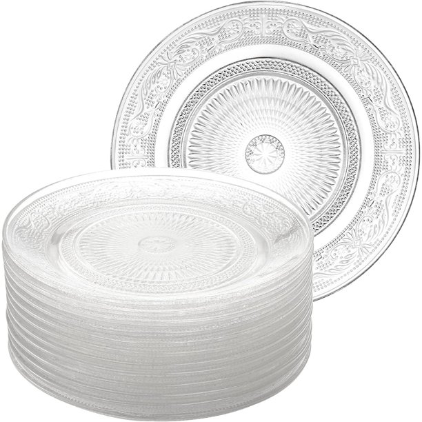 12 Pack Glass Salad Plates, 7 Inches Glass Fruit Dessert Plates, Clear
