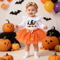 thumbnail image 2 of CAIVO Outfit Sets Halloween Pumpkin Witch Print Baby Long Sleeve O-Neck Romper For Girls Comfortable Orange Pumpkin Bodysuit Clothing Set, 2 of 5