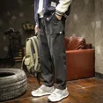 thumbnail image 3 of Pantalones rectos para hombre, pantalones vaqueros negros para hombre, pantalones cargo de pierna ancha, estilo coreano regular, ropa de lujo para primavera y otoño, tallas Xs, 3 of 5