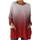 thumbnail image 3 of TaTaai Women‘s Casual Round Neck Gradient Long Sleeve Blouse With Pockets Loose Fit Solid Color T Shirts Soft Polyester Daily Holiday Travel Top Gift, 3 of 7