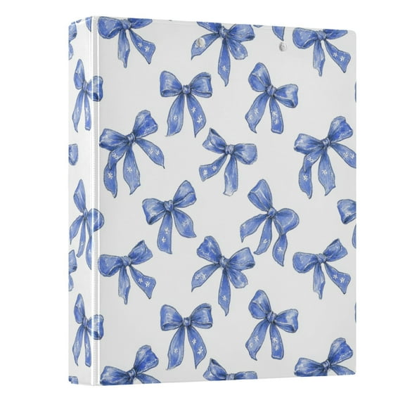 Three Ring Binder Blue Bows and Flower 1.5 Inch Round Binder D-Rings for Office Supplies and More