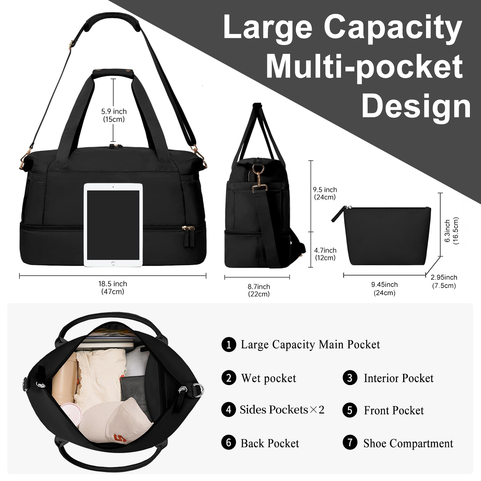 Dakimoe Travel Duffle Bag Set for Women, 2-Pack photo 7