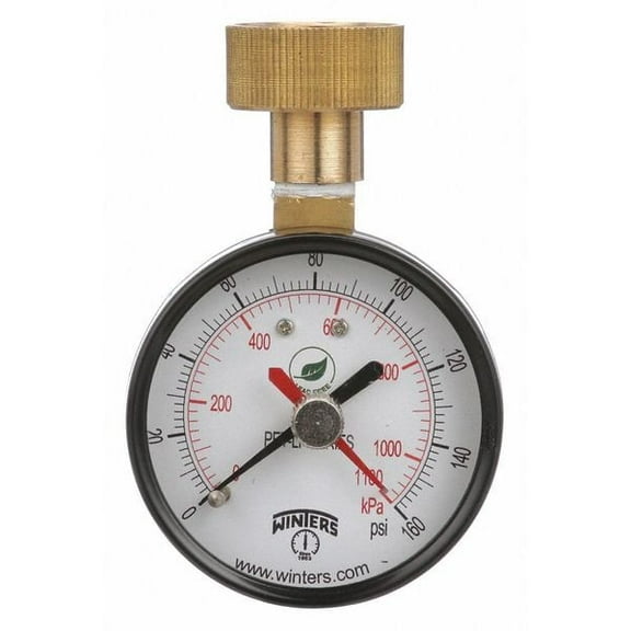 Winters Max Pointer Test Gauge,2.5 in.,0-160 psi PETM213LF