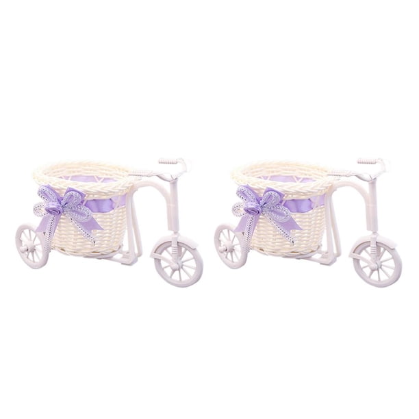 Naiovety Cesta de flores en forma de triciclo, contenedor de almacenamiento para decoración de boda, fiesta, ceremonia, bicicleta azul 13*20cm 2piezas Naiovety CBP000204