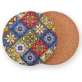 thumbnail image 2 of GZHJMY Mexican Talavera Round Coaster, 4 Pcs Heat Resistant Absorbent Drink Coaster for Kitchen Bar Cafe Decor, 2 of 7