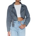 thumbnail image 1 of Chaqueta de mezclilla con cremallera corta Gibobby para mujer de otoño e invierno Azul L, 1 of 5