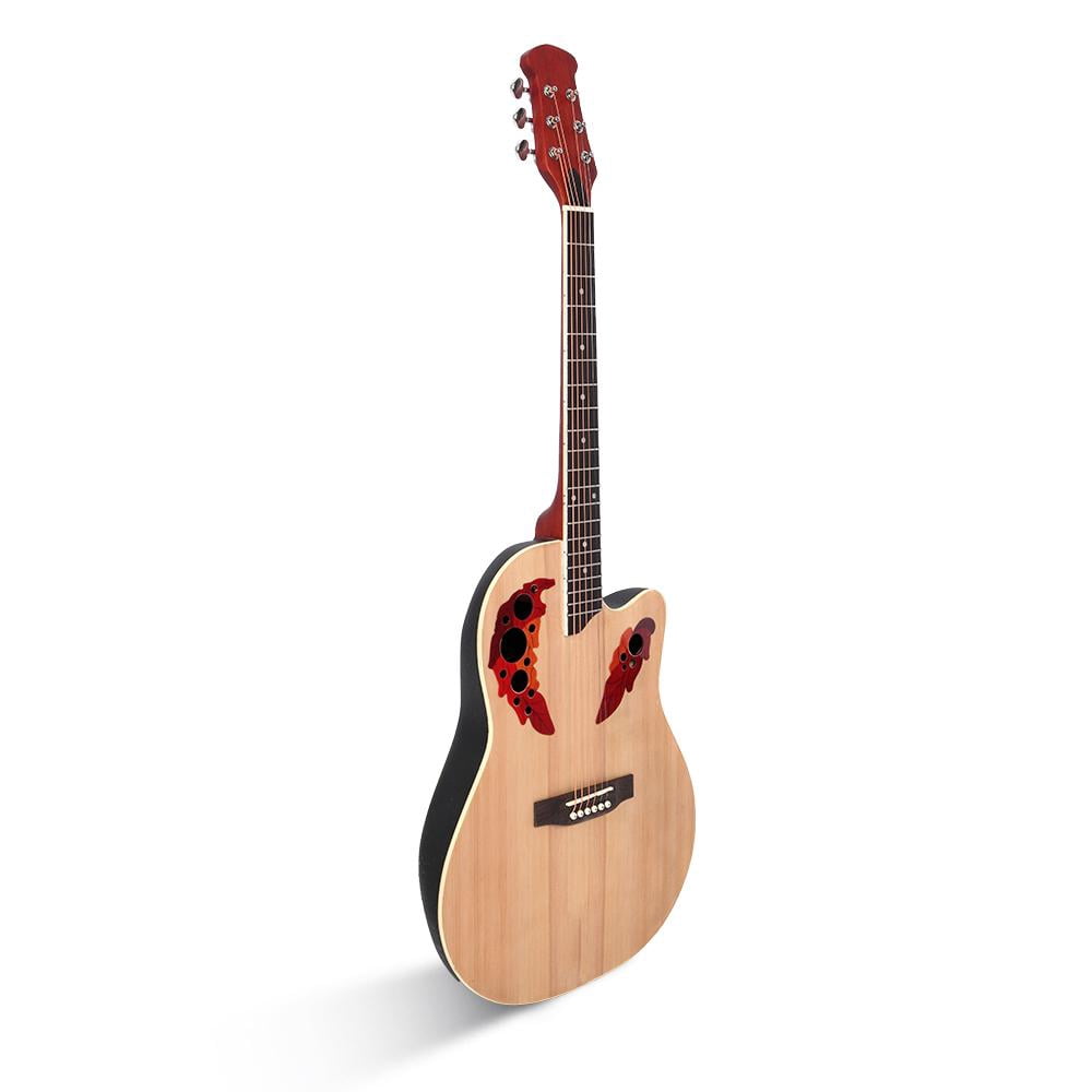 Tcbosik 41 Inch Cutawary Round Back Acoustic Guitar Spruce Top Grape Hole Burlywood