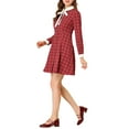 thumbnail image 5 of INSPIRE CHIC Women's Peter Pan Collar Contrast Retro Plaid Dress L Red, 5 of 6