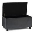 thumbnail image 3 of Trent Home 34" Transitional Rectangle Ottoman in Black Faux Leather, 3 of 8