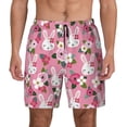 thumbnail image 2 of Picia Rose Rabbit pattern Mens Swim Trunks with Compression Liner Stretch Beach Shorts Quick Dry with Zipper Pockets No-Chafing Board Shorts-X-Large, 2 of 9
