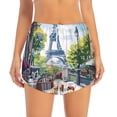 thumbnail image 2 of KLL Parisian Cafe With Eiffel Pattern Shorts Women,Athletic Shorts High Waisted Running Shorts Pocket Sporty Short Gym Elastic Workout Shorts-XX-Large, 2 of 7