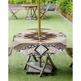 thumbnail image 4 of Outdoor Tablecloth with Umbrella Hole for Patio/Picnic/Party/Camping, Brown Southwestern Waterproof Table Cloth Round Cover Washable, Boho Ethnic Geometric Farmhouse Dia 54", 4 of 7