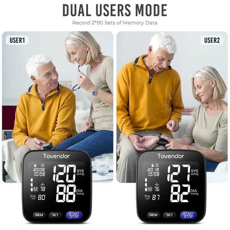 LCD Digital Wrist Blood Pressure Monitor Cuff Gauge 2x90 Memory
