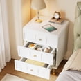 thumbnail image 2 of Tribesigns 3 Drawers Nightstand White Gold Bedside Table Set of 2, Bedroom Tall Night Stands White Gold Sofa End Table with Storage, Bedside Table for Bedroom, Living Room (2PCS), 2 of 5