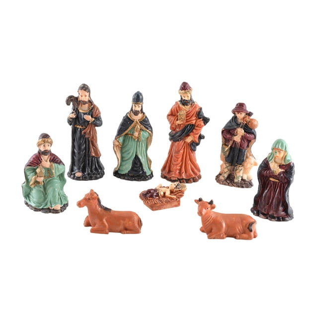 Juego de Figuras de Belén Navideño de 9 Piezas Decoración de Resina Perfecl
