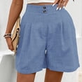thumbnail image 4 of Cagogo Women's High Waisted Bermuda Shorts with Pockets Casual Regular Fit Solid Summer Beach Party Trousers Stretch Lounge Work, Light Blue L, 4 of 7