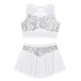 thumbnail image 5 of Doomiva Big Girls 2 Piece Dance Outfits Crop Top with Skirt Jazz Latin Ballroom Performance Dancewear White 10, 5 of 7