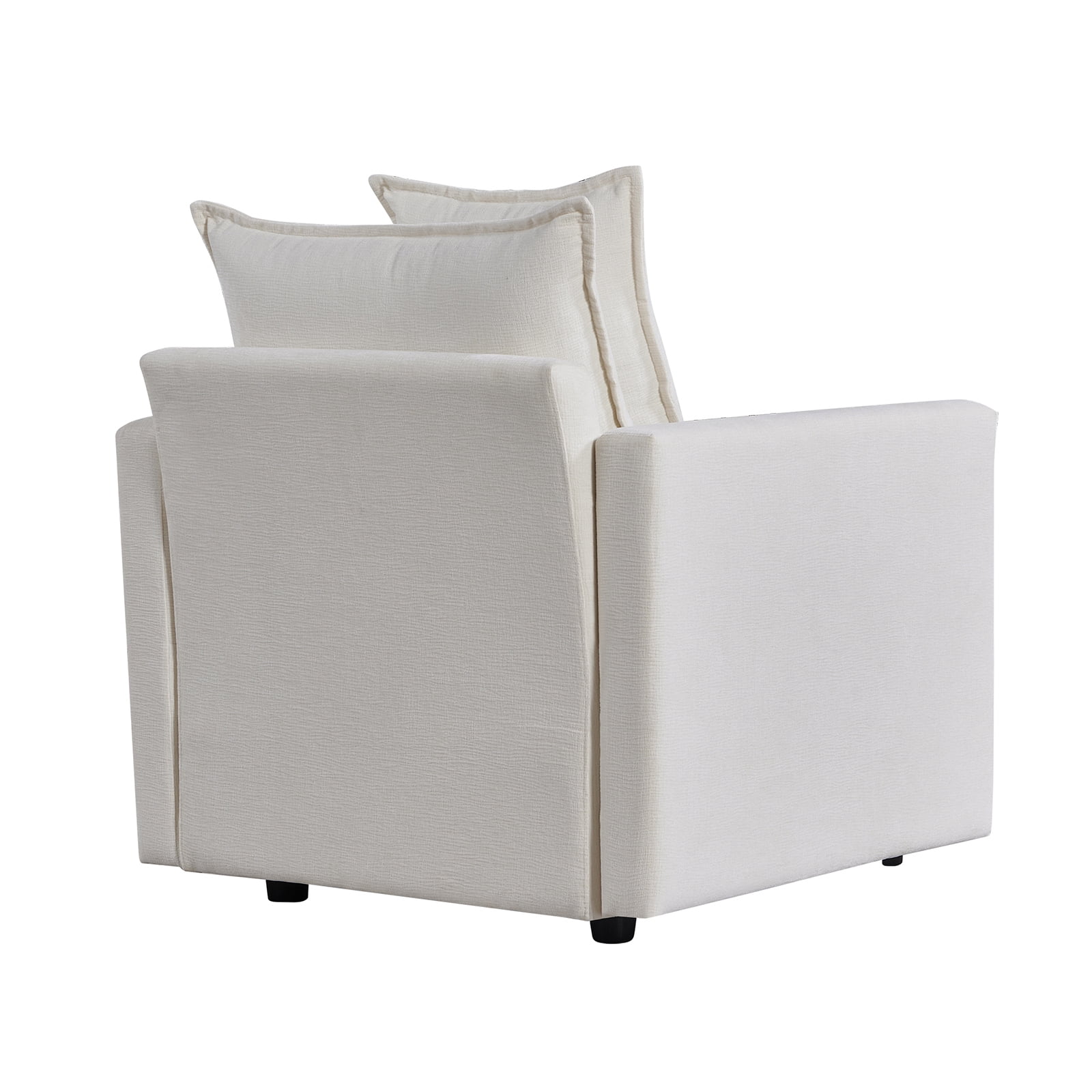 DEALTOPS 33"W Chenille Fabric Comfy Single Seat Sofa Upholstered Reading Armchair for Living Room-White