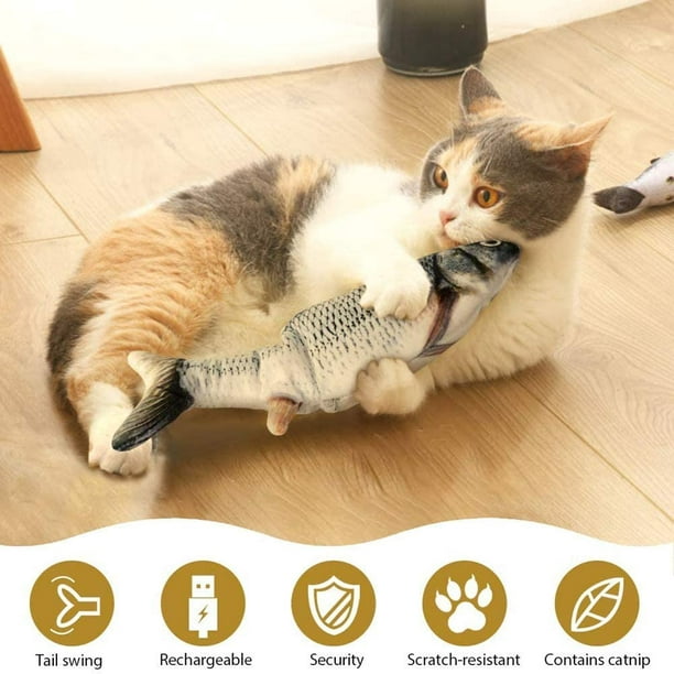 4 Pcs Kitten Fish Flop Cat Toy Funny Cat Toy Fish Interactive Cat Toys  Flopping