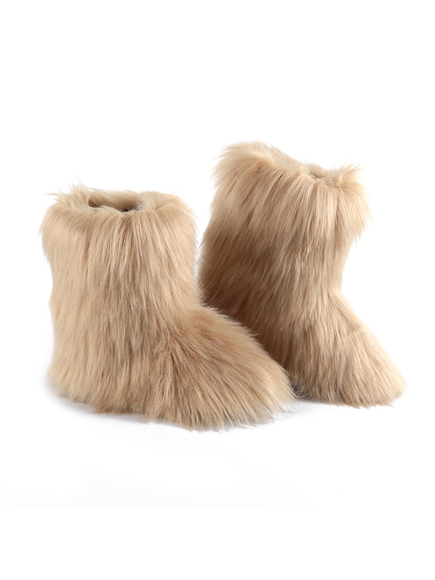 Girls Faux Fur Snugg Winter Warm Ankle Boots Beige  Size 8 Infant 