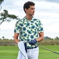 thumbnail image 2 of Kdxio Blue Sunflowers Print Men's Short Sleeve Polo Shirt,Midweight Men's Shirt, 2 of 6