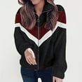 thumbnail image 1 of WREESH Womens Warm Lapel Coat Jacket Zipper Solid Splicing Long Sleeve Blouse Tops, 1 of 9