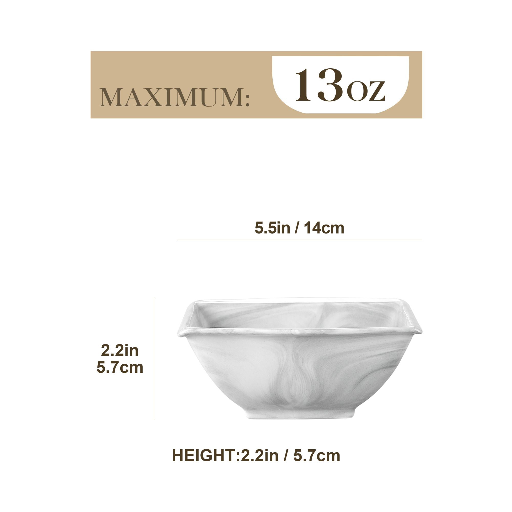 MALACASA Blance 12 fl.oz Marble Gray Porcelain Cereal Bowl (Set
