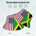 thumbnail image 5 of America Jamaica Flag Bucket Hat Stripe Beach Fisherman Hats For Women Men Reversible Double-Side-Wear With Reflective, 5 of 7