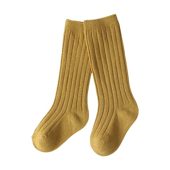 Wxirdiow Baby Cotton Socks Baby Girls Knee High Socks Bow-Stitched Toddler Breathable Long Sock Cable Knit Tube Yellow Size,0-6 Months