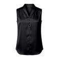 thumbnail image 5 of Daznico Women's V-Neck Sleeveless Satin Blouse with Button Detail Casual Elegant Top,L, 5 of 5