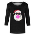 thumbnail image 3 of Fiudx Liquidación de Ofertas Flash Camiseta de Manga 3/4 con Cuello Redondo y Estampado Navideño para Mujer, Jersey con Cuello Redondo, Top/Camisa de Manga Larga con Cuello Redondo, 3 of 3