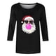 thumbnail image 3 of Fiudx Ofertas Flash Artículos En Oferta Camiseta de Manga 3/4 con Cuello Redondo y Estampado Navideño para Mujer, Jersey con Cuello Redondo, Top/Camisa de Manga Larga con Cuello Redondo, 3 of 3
