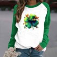thumbnail image 5 of Craaazy Women's Green Shamrock St Patricks Day Crewneck Long Sleeve Shirts, 5 of 7