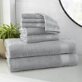 thumbnail image 2 of Mainstays Supersoft 100% Cotton 8-Piece Fade Resistant Towel Set, Soft Silver, 2 of 10