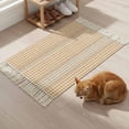 thumbnail image 5 of Kitchen Runner Rugs, Farm Lattice Houndstooth Pattern 2'x3' Throw Rug with Tassels, Rustic Beige Khaki Plaid Washable Soft Floor Carpet Runner for Hallway Bedroom Bathroom Laundry Room, 5 of 9