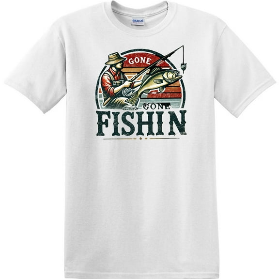 Vintage Gone Fishin' Shirt - Retro Fisherman Graphic Tee, Funny Unisex Fishing T-Shirt for Outdoor Lovers
