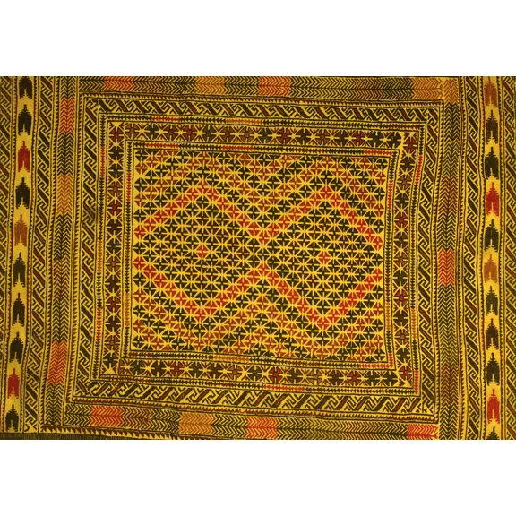 Ahgly Company Machine Washable Indoor Rectangle Persian Yellow Traditional Area Rugs, 5' x 7'
