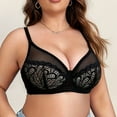 thumbnail image 5 of HOMBOM Plus Size Bras for Womens Minimizer Summer Bralette Wireless Brassiere Spaghetti Straps Black Lace No Underwire Bras 50E, 5 of 7