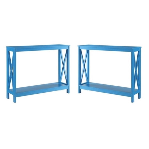 Home Square 2 Piece Wood Console Table Set in Blue