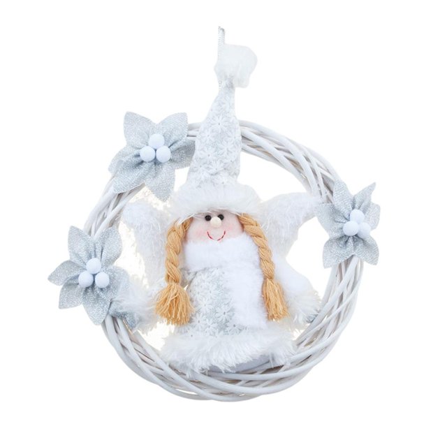 Muñecas Círculo Corona De Mimbre Con Alas Árbol De Navidad Colgante Creativo Adorno Colgante Para Puerta Delantera Decoración Del Hogar Speravity HA044564-02