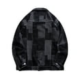 thumbnail image 3 of KaLI_store Mens Denim Jacket Men's Casual Classic Denim Jean Jacket Slim Fit Patchwork Design Trucker Coat Black,L, 3 of 4