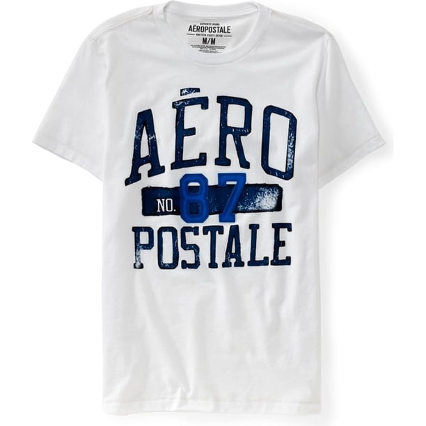 Camiseta gráfica para hombre Aeropostale Aero No. 87 blanca extragrande