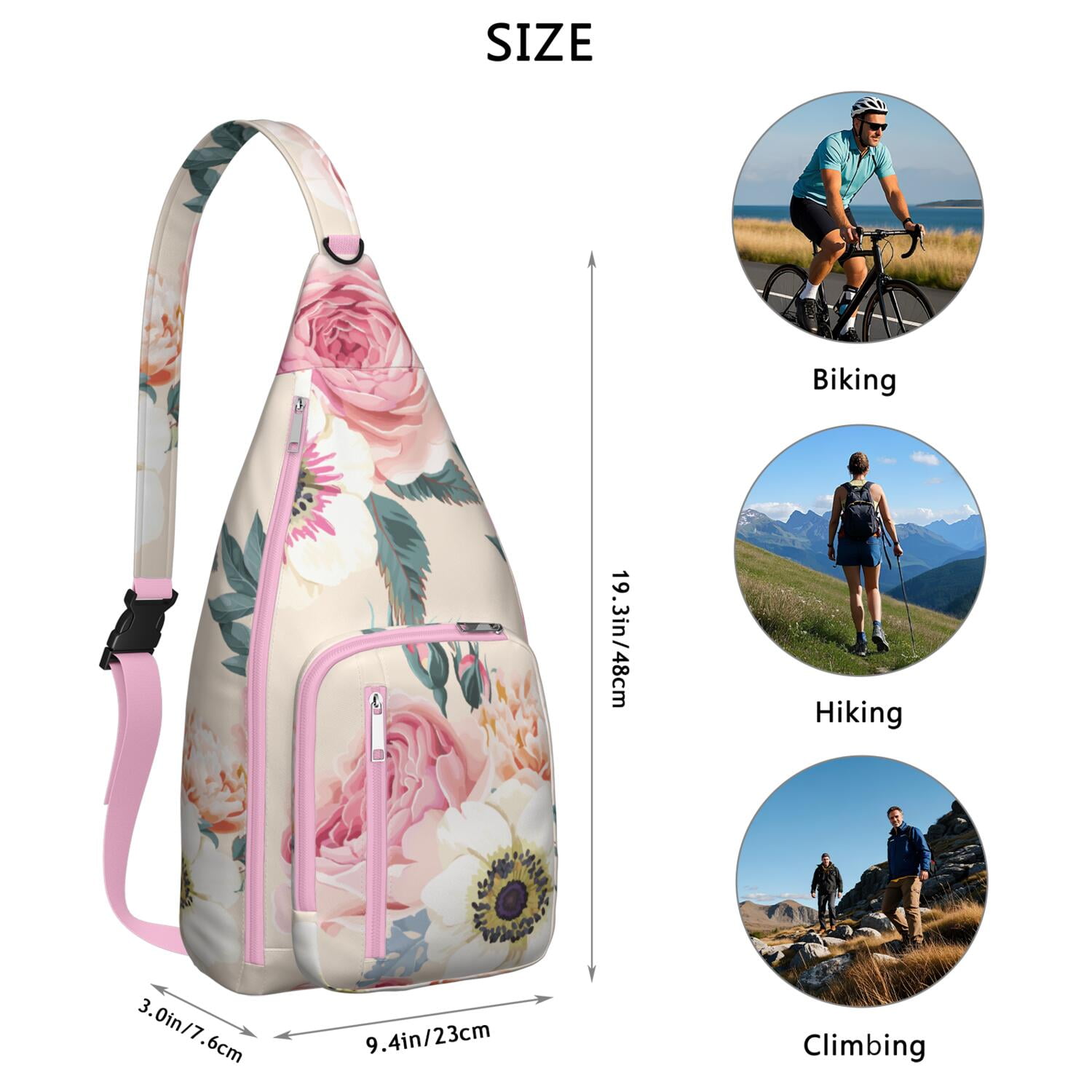 Durable Breathable Sling Bag with Sunflower Pattern for Tactical Use